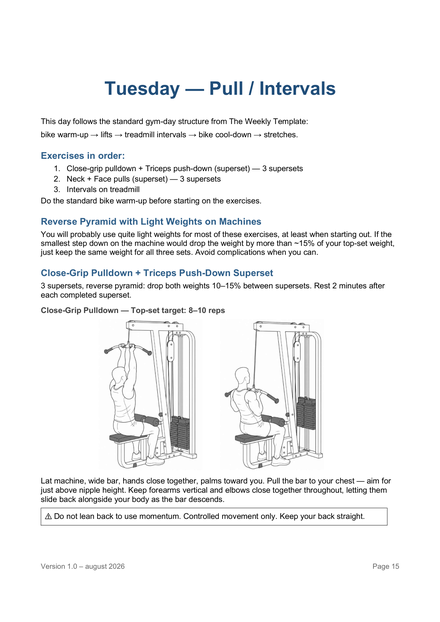 Page 15 — Tuesday — Pull / Intervals